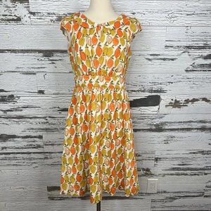 Emily And Fin Lemon Poppy Dress Women's Size M Yellow Orange Collar Preppy